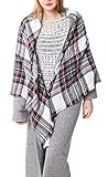 Zando Women's Fashion Soft Warm Tartan Plaid Oversized Scarf Blanket Wrap Shawl White Blue
