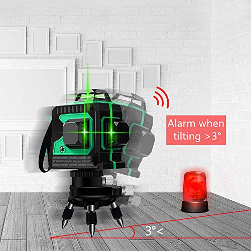 Electronic Laser Level, 12 Lines Green Beam 131Ft Vertical Horizontal Line with 1 Tripod Base,Rechargeable Battery, Wider Range of Illumination,High Precision