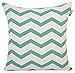 ACCENTHOME Printed Pillow Covers Set of 4 - Decorative Square Throw Pillow Cover, Indoor & Outdoor Cotton Cushion Cases, Geometric Design Teal Pillowcases for Home Sofa - Bed - Couch 18 x 18 Inch