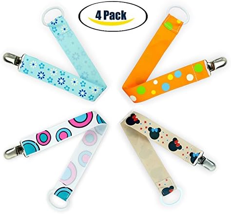 Pacifier Clip by Porla Baby,Set of 4 Soothie Pacifier Holder,Stylish Design Premium Quality and Secure Gift Set Baby Pacifier Clips for Boys and Girls