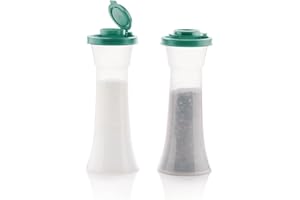 Tupperware Hourglass Salt and Pepper 2-Shaker Set in Green, Airtight Lids, BPA-Free, Dishwasher Safe