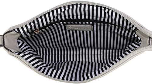 B BRENTANO Vegan Multi-Zipper Crossbody Handbag Purse with Tassel Accents (Grey)