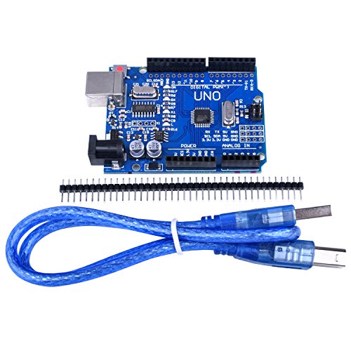 Quimat Arduino UNO R3 ATmega328P CH340 Development Board Compatible Arduino IDE Development Kit Microcontroller with USB Cable Straight Pin Header 2.54mm Pitch Robot Parts