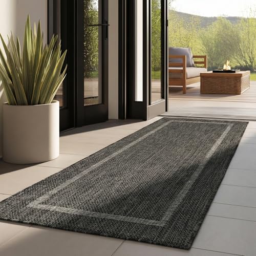 Outdoor Teppich Wetterfest Einfarbiges Design Terrasse Balkon Teppich Küche Garten Sisal-Look Küchenteppich Läufer Flur, Größe: 80 x 250 cm, Farbe: Sc