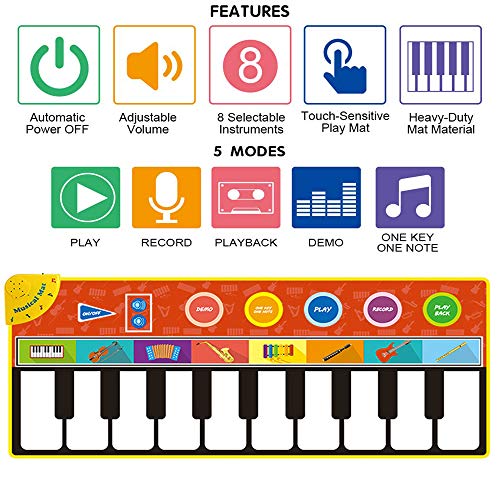 image for Cyiecw Piano Music Mat, Music Dance Mat Keyboard Playmat with 19 Keys 
