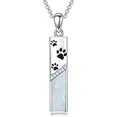 MEIDERBO Bar Necklace for Women 925 Sterling Silver Butterfly Dragonfly Tree of Life Paw Print Pendant Necklace White Opal Jewelry Gift for Birthday Christmas