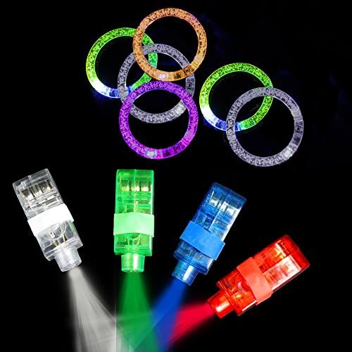 Midafon 66 Pieces LED Light Up Toy Party Pack Favors 60 Pieces LED Finger Flashlights (Assorted Color) and 6 Pieces Led Flash Bracelets