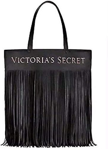 victoria secret black fringe tote