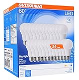 SYLVANIA General Lighting 74766 Sylvania 60W Equivalent, LED Light Bulb, A19 Lamp, Efficient 8.5W, Bright White 5000K, 24 Pack, Daylight, 24 Count