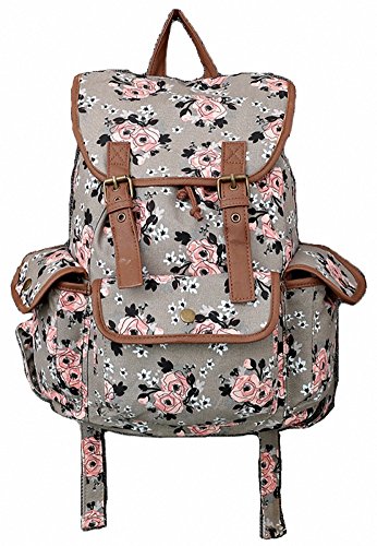 Kenox Canvas School College Backpack/bookbags for Girls/students/women (Floral-3)