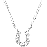 Pierced Owl 925 Sterling Silver CZ Crystal Horseshoe Pendant Necklace