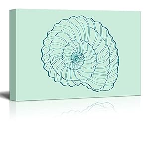 Canvas Wll Art - Seashell on LightGreen Background - Giclee Print and Stretched Gallery Wrap | Modern Home Art Ready to Hang - 12"x18"