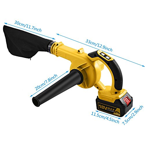 Utheing Cordless Blower 18V Max 2Ah 110V Lithium-Ion Electric Leaf Cordless Blower Sweeper (Yellow 1)