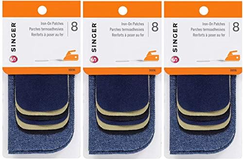 Singer 96 Iron-On Patches Combo, 8-Pack (Set of 3)