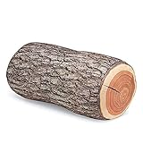 Potelin Tree Wood Cushion Stump Pillow Log Cushion Round Woods Grain Stump Shaped Decorative Environmental Protection Suitable for Rooms or Sofas