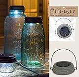 Colonial Tin Mason Jar Lid - 1 Solar Powered Light HANGING Galvanized Barn Roof
