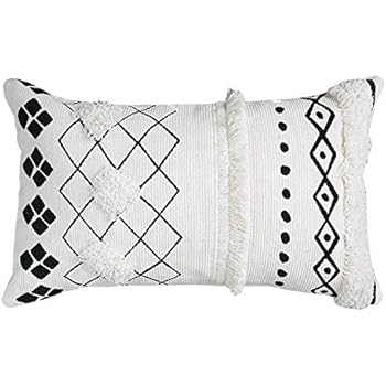 Mandioo Decorative Pom Poms Fringe Throw Pillow Covers With