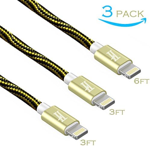iPhone Charger Cable THSpow 3Pack Lightning Cable 3Ft/3Ft/6Ft Nylon Braided Charging Cable Cord Lightning to USB Cable Charger Compatible with iPhone X/8/7/6/6s/plus/5c/5s/SE, iPod, iPad, IO