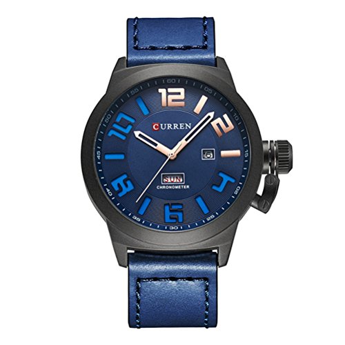CURREN Reloj Masculino Moda Casual Relojes Hombres Top Brand Luxury Watch Cuero Fashin Relojes de Pulsera Azul