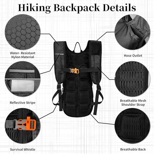 Petit Sac a Dos de VTT,Impermeable Sac à Dos Ski,12L Reflechissante Sacs à Dos D'hydratation Isotherme pour Course Vélo Randonnée Natation Camping Alpinisme,Noir