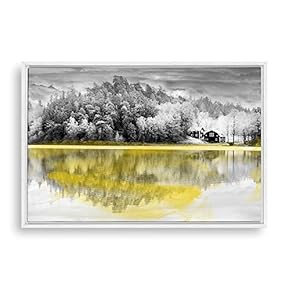 Framed Canvas Wall Art Black and White Scenery Canvas Prints Home Artwork Decoration for Living Room,Bedroom - 16x24 inches