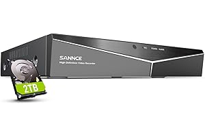 16 Channel Security CCTV DVR with 2TB Hard Drive, SANNCE 1080p Lite 5-in-1 Hybrid Video Recorder for 2MP TVI AHD CVI CVBS Ana