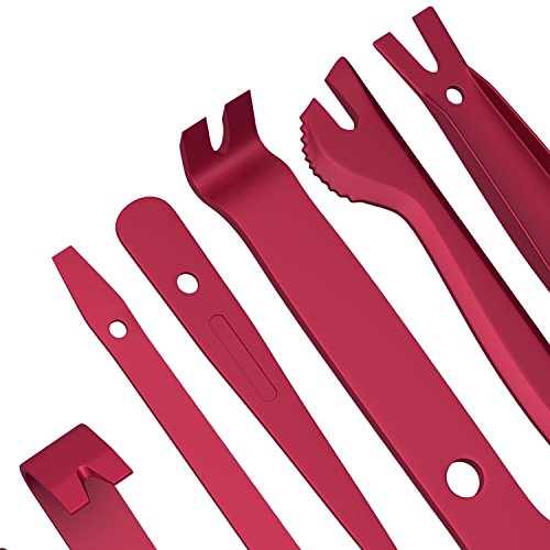 CandyHome 11 Pcs Auto Trim Removal Tool Kit, Car Trim Audio Radio Door Panel Removal Pry Tool for Installing and Removing Fasteners, Clips, Trims, Molding (Red) - Thumbnail 2