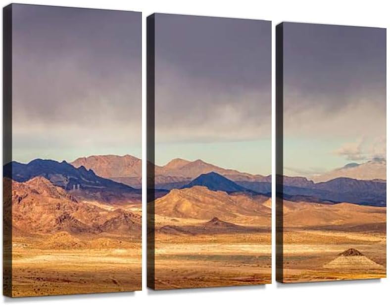 Mountain View Near Las Vegas and Hoover Dam Print On Canvas Wall Artwork Modern Photography Home Decor Unique Pattern Stretched and Framed 3 Piece
