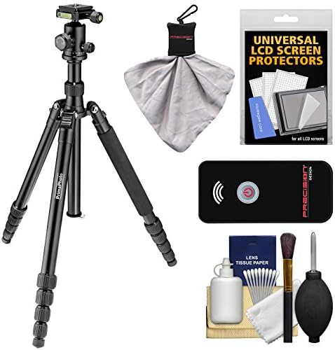 PrimaPhoto Big PHTRBBK 55.1" Foldable Tripod &amp; Ball Head with Case (Black) with Wireless Shutter Release + Accessory Kit