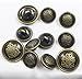14 Piece Antiqued Bronze Metal Blazer Button Set - Crown Lion- for Blazer, Suits, Sport Coat, Uniform, Jacket 15mm 21mm