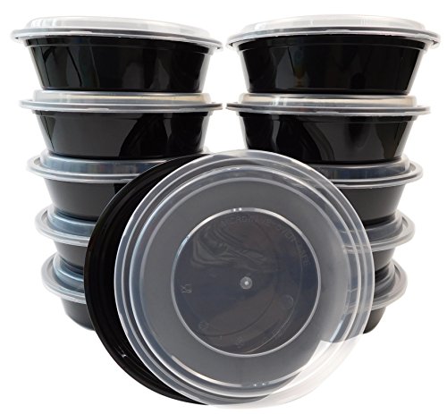 Table To Go 240-Pack Round Bento Lunch Boxes with Lids (1 Compartment/ 24 oz) (Black)