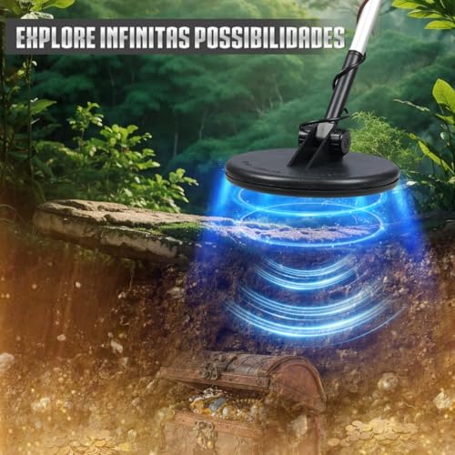 Detector de Metais Profissional com Tela, Sensibilidade Ajustável e Bobina à Prova d'Água para Busca de Ouro, Joias e Objetos Metálicos Detector de Metal
