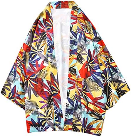 Gleamfut Men's Summer Loose Tunic Personality Print Trend Short Sleeve Casual Shirt Tops Blouse