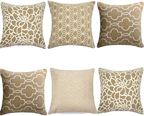 MRNIU Set of 2 Throw Pillow Covers Coastal Cushions 100% Cotton Home Decorative 18 x 18 inch Soft Pillow Case Covers Invisible Zipper Pillow Case No Pillow Insert Furniture Cushions 02 (06pc-Brown)
