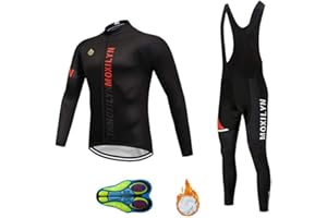 MOXILYN Men Cycling Clothing Set Winter Long Sleeve Jacket Bike Jersey Kit Plus Velvet Riding Clothes + Cycling Pants with 20D Pad