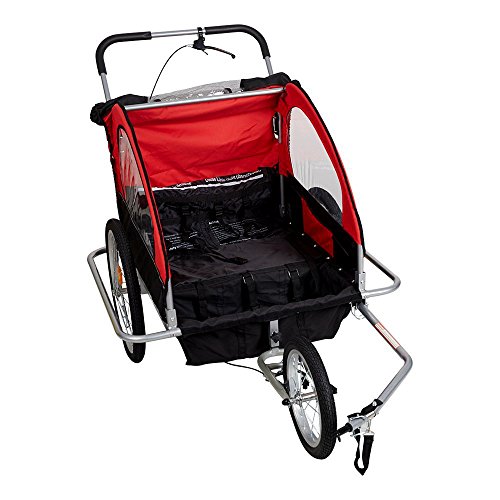 Livebest 2 in 1 Pet Dog Bike Trailer 3-Wheels Bicycle Carrier-Safety Belts & Suspension-Breathable Design with Folding Rainproof,Red,63" x 43" x 36"