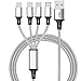 CKCOCO Multi USB Charger Cable 5FT Nylon Braided Universal 4 in 1 Multiple Charging Cord Adapter with 8Pin x2/Type-C/Micro USB Port Connectors for Cell Phones Tablets and More (Charging Only)