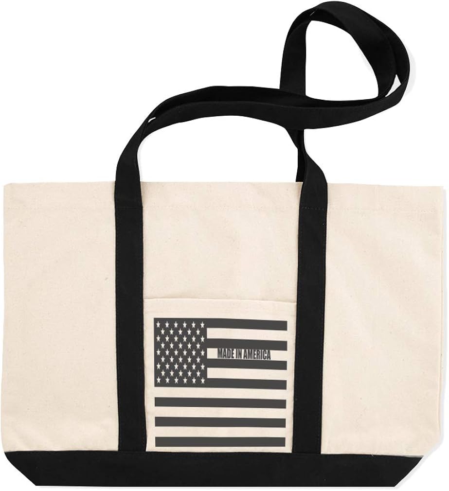 Canvas Shopping Tote Bag Made in America Usa Black Flag