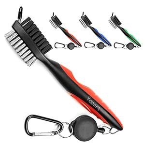 Yoport® Golf Club Brush and Club Groove Cleaner 2 Ft Retractable Zip-line Aluminum Carabiner, Lightweight and Stylish…