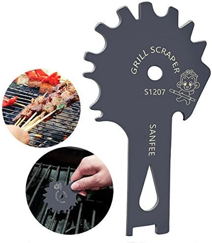 Stainless Steel Grill Brushes Scraper BBQ Barbecue Brushes Effective Cleaning for BBQ Grate Grills Griddle Cleaner Include S-Hook - Safer Than a Wire Brush - Stocking Stuffer Ideas, Deep Gray