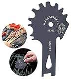 2018 New Design Stainless Steel BBQ Grill Scraper With Long Handle Effective Cleaning Of BBQ Grate Grills With Bottle Opener And Griddle Cleaner Include S-hook - Safer Than A Wire Brush-Deep Gray
