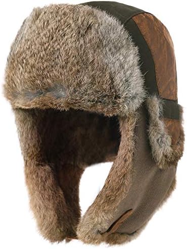 Amazon.com: frr Vintage Rodeo Leather Rabbit Fur Aviator Hat - M