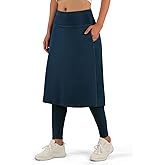 ANIVIVO Women Long Knee Length Skirt with Full Leggings,Skirted Leggings with High Waisted Pockets