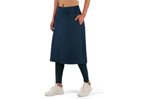 ANIVIVO Women Long Knee Length Skirt with Full Leggings,Skirted Leggings with High Waisted Pockets