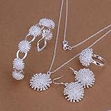 MANDI HOME 925 Silver Plated Open Hand Chain Bracelet Necklace Hook Earings Ring Fireworks