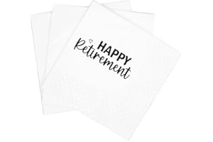 SharkBliss Funny Beach Quotes Cocktail Napkins, 100 Pack Disposable Paper Beverage Bar Napkins 2-Ply, 5x5" (Happy Retirement)