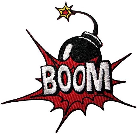 HHO BOOM Patch Embroidered DIY Patches Cute Applique Sew Iron on Kids Craft Patch for Bags Jackets Jeans Clothes