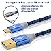 Fasgear 3 pcs 10ft/3M Nylon Braided Micro USB Cable With Gold-Plated Navy-Blue Connector For Samsung, LG, HTC, Nokia, Android Phone And More (Black,White,Red)