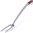Grill Fork 24-inch Super Long for Grilling Barbecue Griddle and Fire Pit Extra Strong Curved Neck Premium Hardwood Handle Large Stainless Steel Tines for BBQ Outdoor Kitchen and Grilled Food
