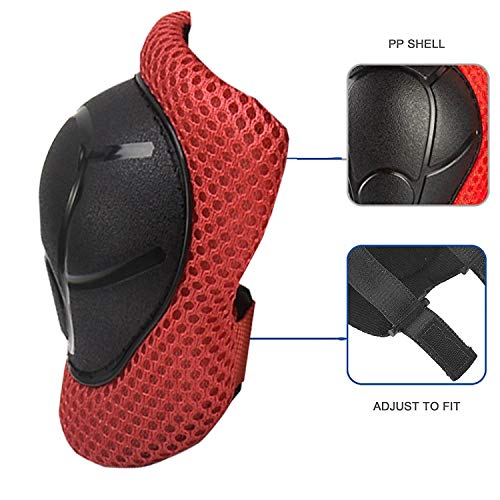 Kids/Youth Knee Pad Elbow Pads Guards Wrist Guards Protective Gear Set for Rollerblade Roller Skates Cycling BMX Bike Skateboard gs Scooter Riding Sports,Toddler for Multi-Sports Outdoor(Age3-7) Red